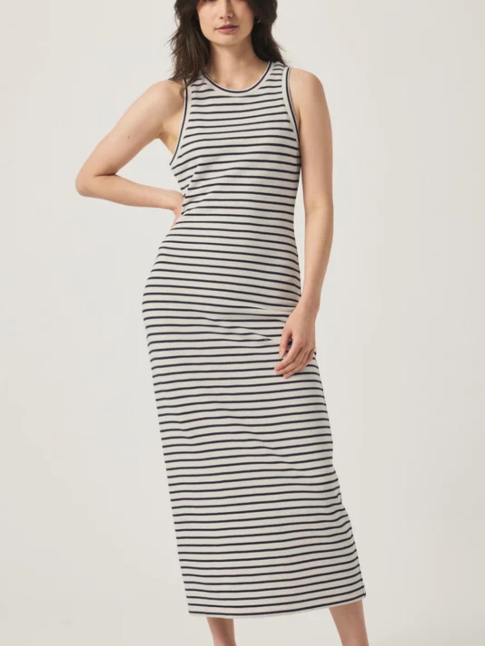 Splendid Navy and White Striped Sleeveless Maxi Dress